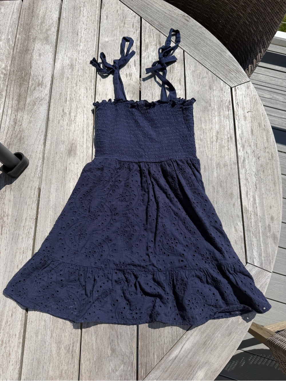 Blue Rain Navy Eyelet Tie-Shoulder Sundress